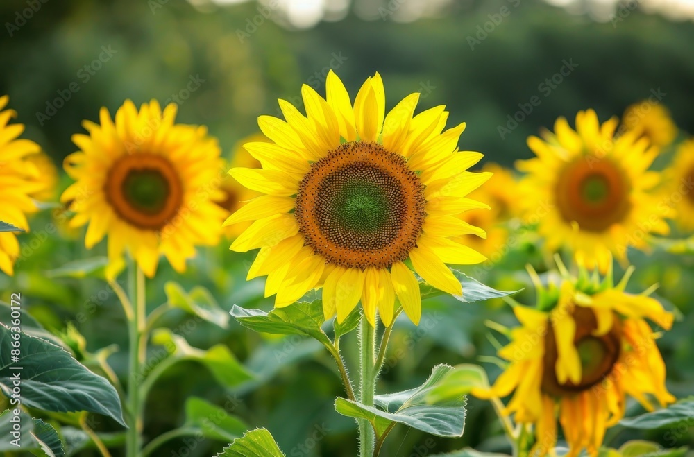 Sunflowers in a Field, Bathed in Sunlight Sunflowers in a Field, Bathed in Sunlight