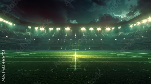 Empty American Football Stadium at Night