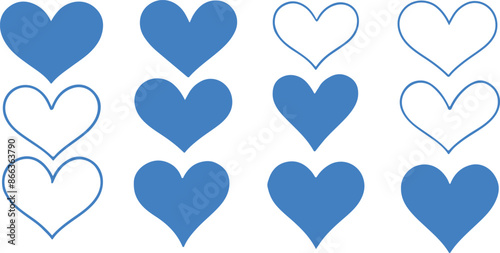 Heart, love, romance or valentine's day blue heart. Heart vector icons. Artistic blue heart icon vector.	
