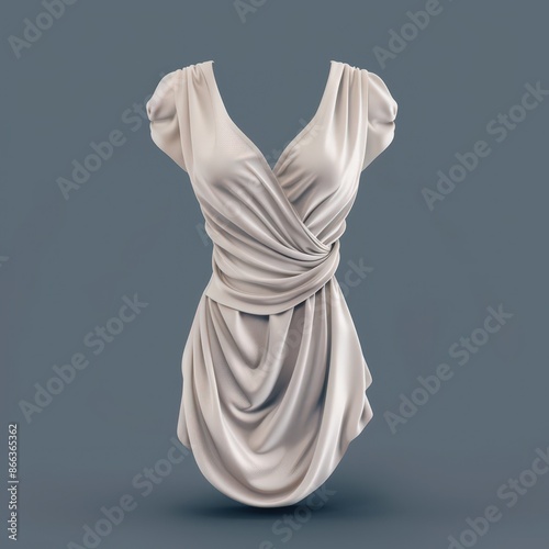a dress with a draped front on a mannequin