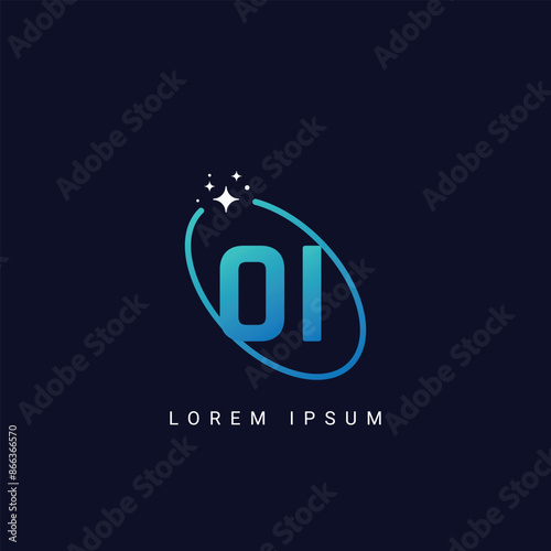 Alphabet letter OI IO unique logo vector template illustration