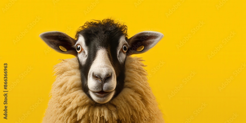 Fototapeta premium Close-Up Portrait of a Curious Sheep