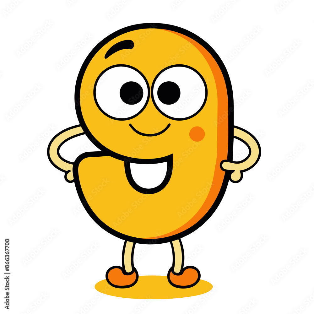 yellow joyful number 9 with eyes and arms and legs yellow joyful number 9 with eyes and arms and legs