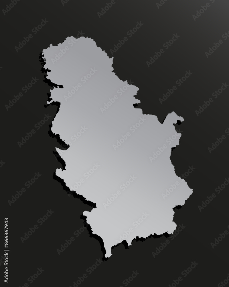 Vector map Serbia silver material, Europe country Vector map Serbia silver material, Europe country