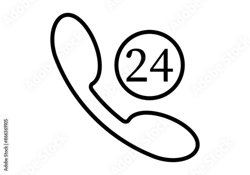 Icono negro de atención telefónica 24 horas