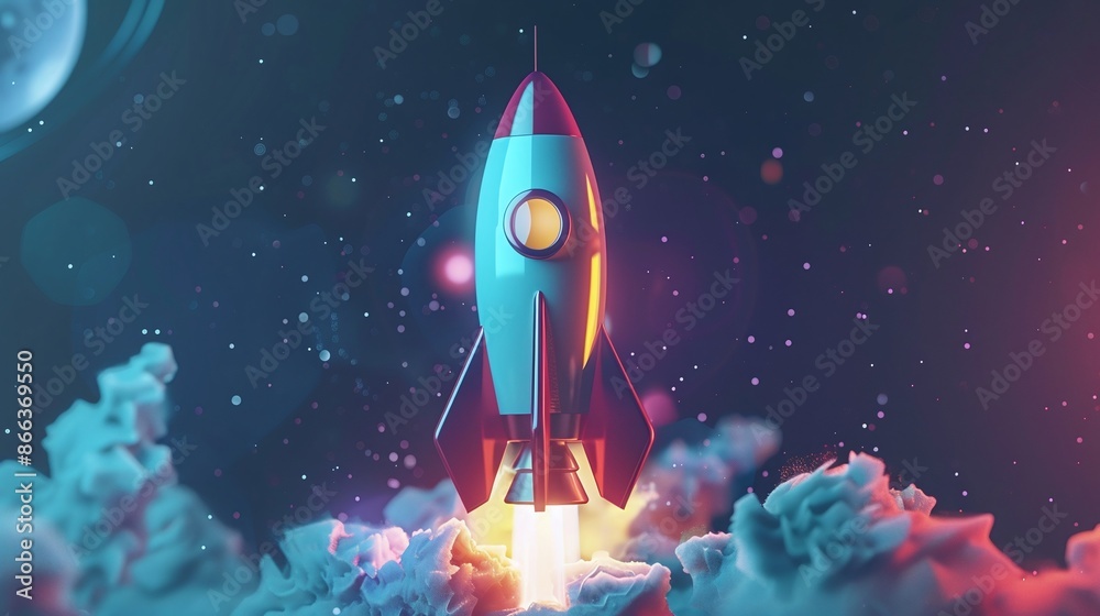 3D rocket in space Business startup and business growth concept, image ai generate 3D rocket in space Business startup and business growth concept, image ai generate