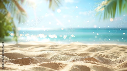 Sand beach of sunny day with bokeh background