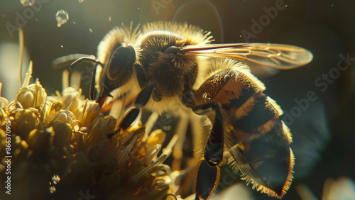 Honeybee Collecting Nectar in Vibrant Sunlight © Andriy