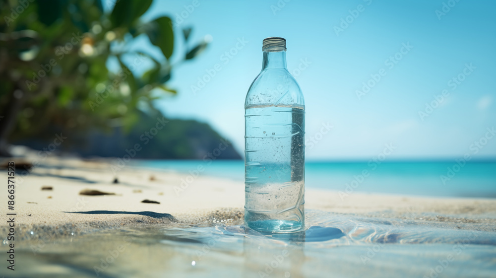 bottle of fresh water in beach background
bottle of fresh water in beach background