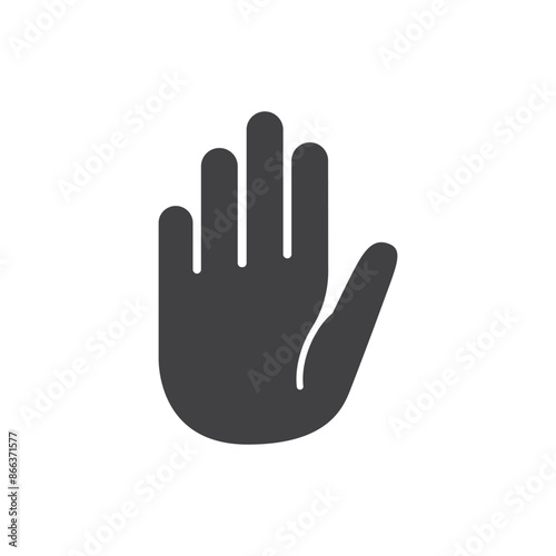 Stop sign with hand icon in flat style. Traffic control vector illustration on isolated background. Attention sign business concept.