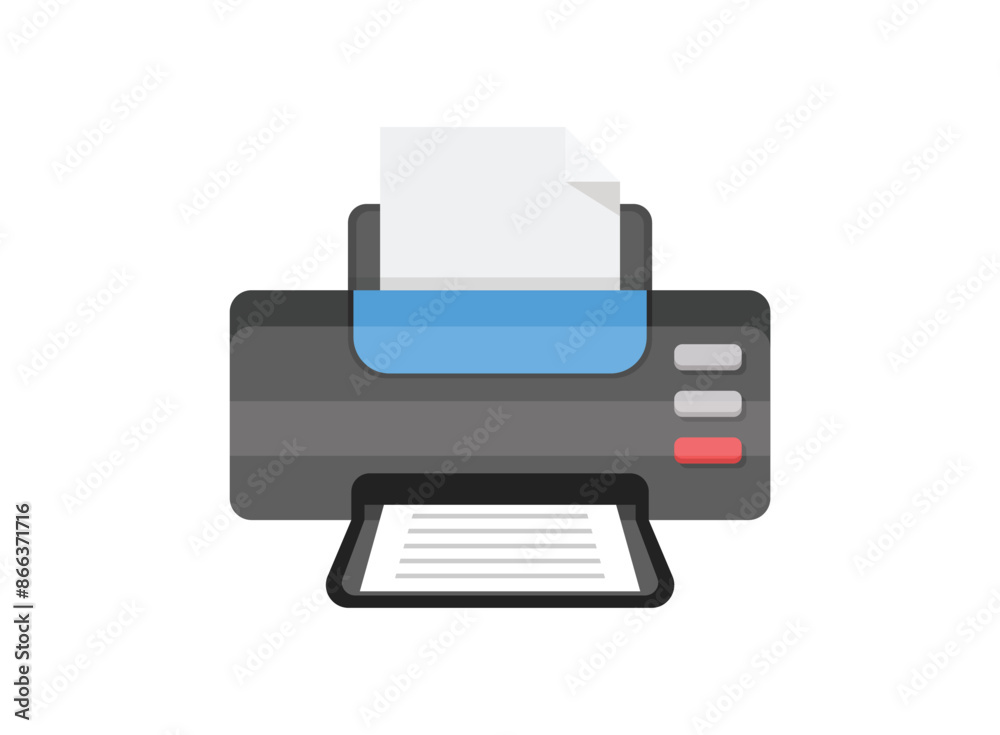 Printer icon in flat style. Office machine vector illustration on isolated background. Printout sign business concept. Printer icon in flat style. Office machine vector illustration on isolated background. Printout sign business concept.