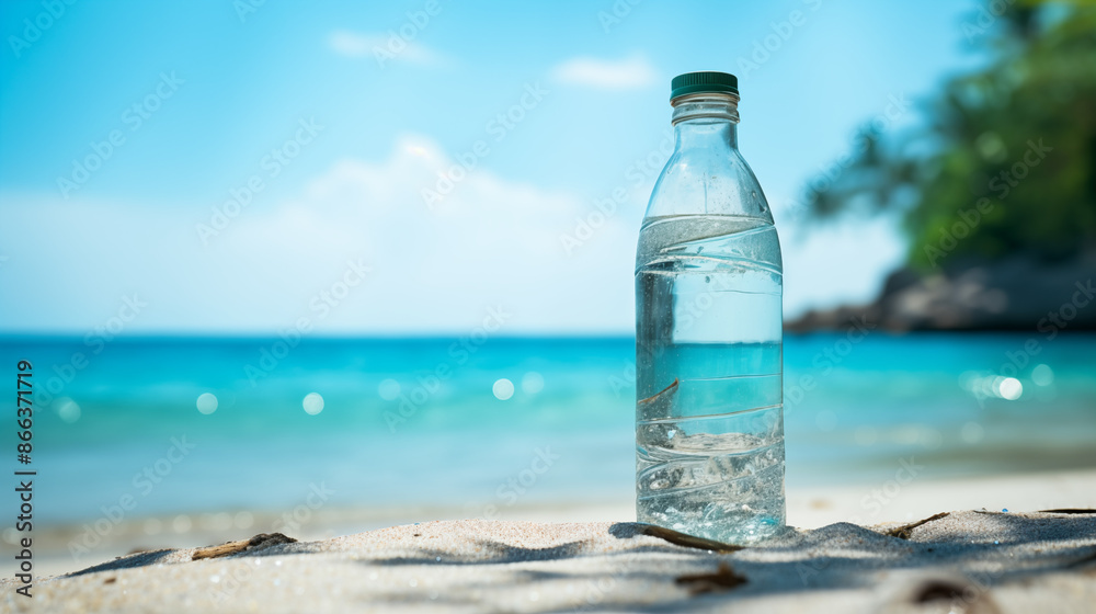 bottle of fresh water in beach background
bottle of fresh water in beach background