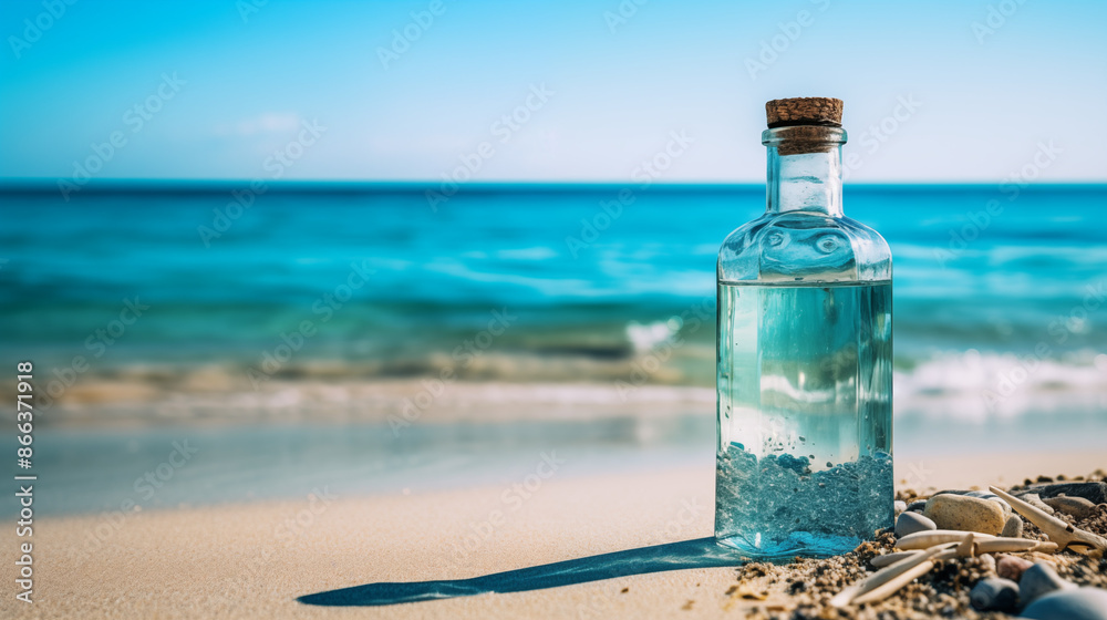 bottle of fresh water in beach background
bottle of fresh water in beach background