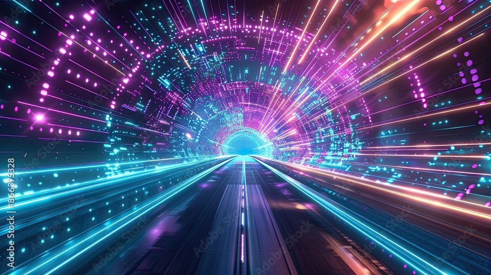 Abstract technology light lines background 3d vector illustration