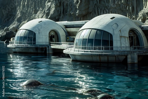 The Kryptonian oceanic research facility studying alien sea life