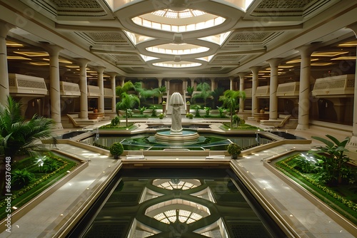 The Kryptonian palace of peace with its reflective pools and gardens
