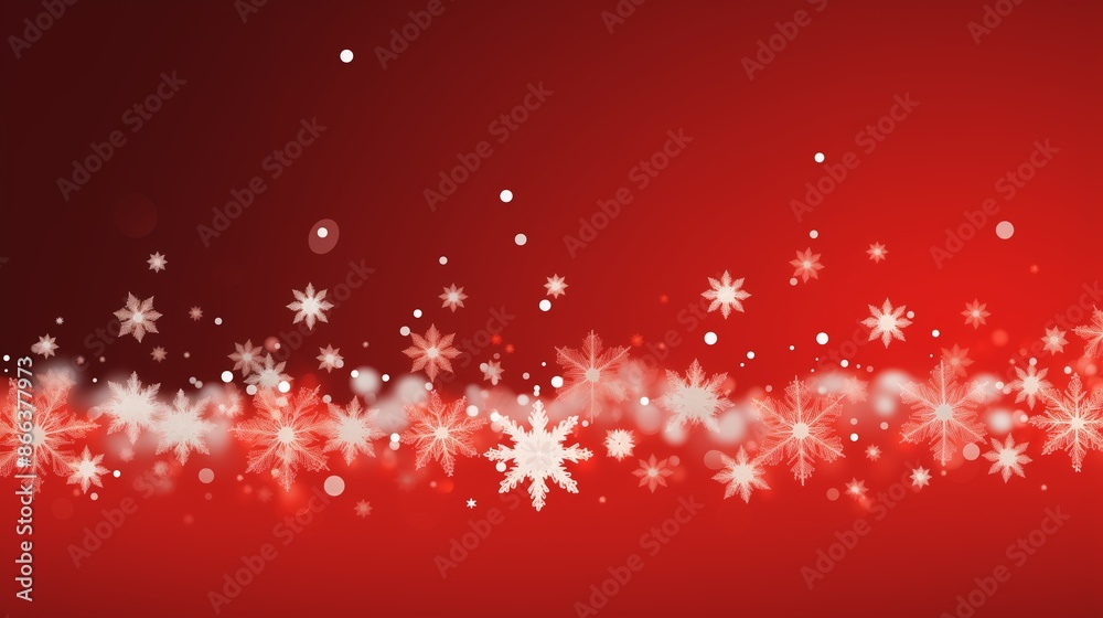 Red background with white snowflakes. Christmas and New Year festive banner design. Red background with white snowflakes. Christmas and New Year festive banner design.