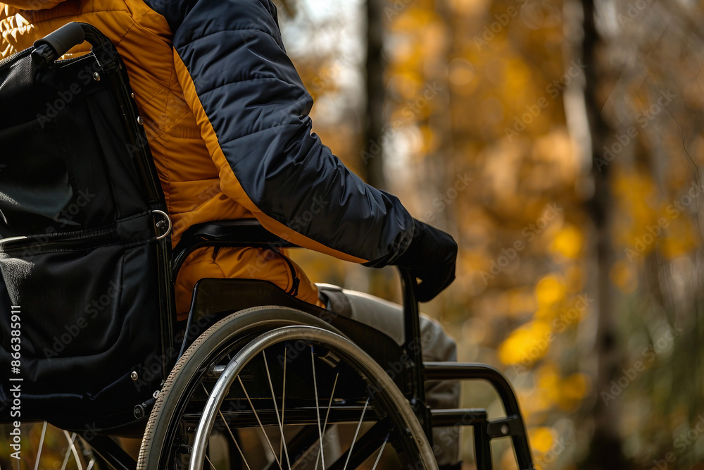 Obraz premium Lifestyle of disabled mature old woman on wheelchair at home AI generative concept