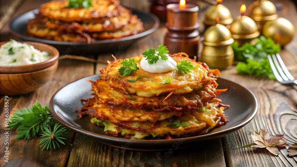 Traditional Hanukkah dish latkes Traditional Hanukkah dish latkes