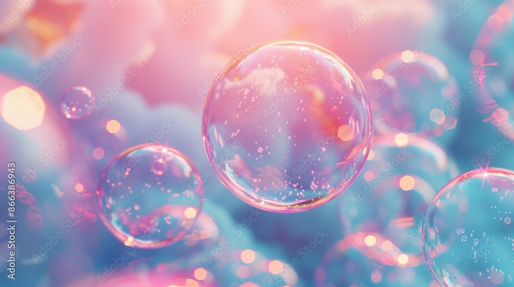 Colorful Bubbles on Pink and Blue Background. Colorful Bubbles on Pink and Blue Background.
