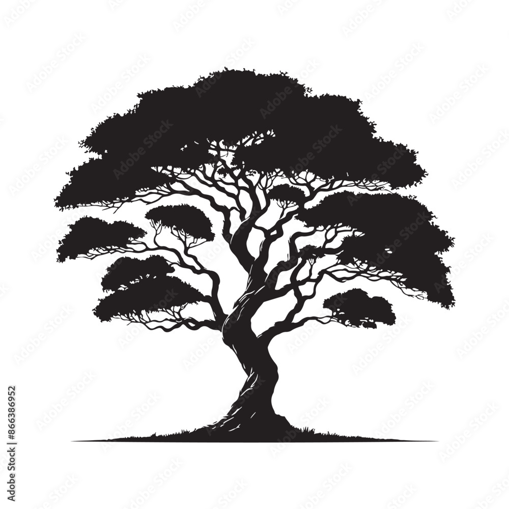 Fototapeta premium Black Vector silhouette of tree on white background