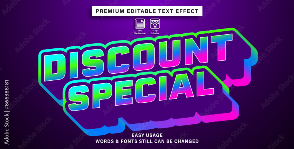 Editable text effect special discount styles Editable text effect special discount styles