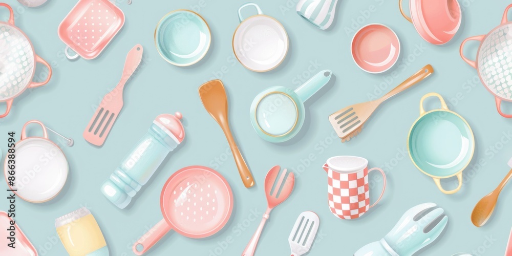 Pastel Kitchenware Pattern for Culinary Design Pastel Kitchenware Pattern for Culinary Design