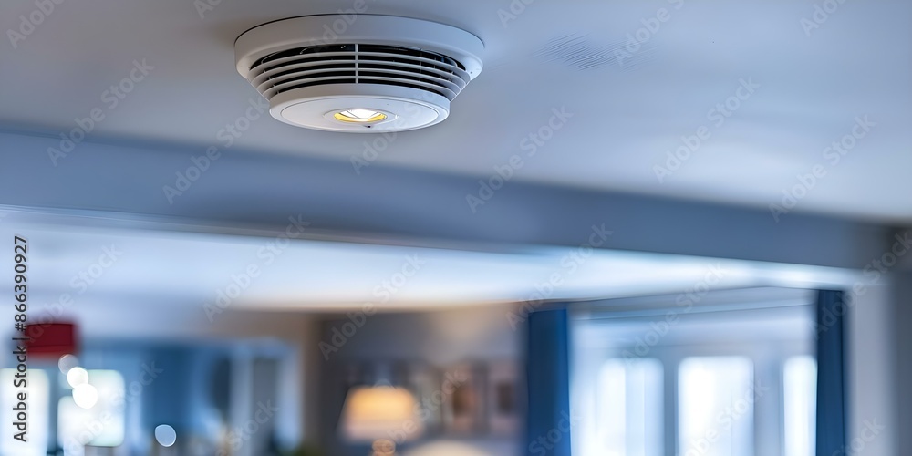 Smoke Detector Installed on Ceiling for Fire Alarm System. Concept ...