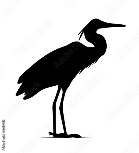 Stylized Heron Silhouette vector illustration