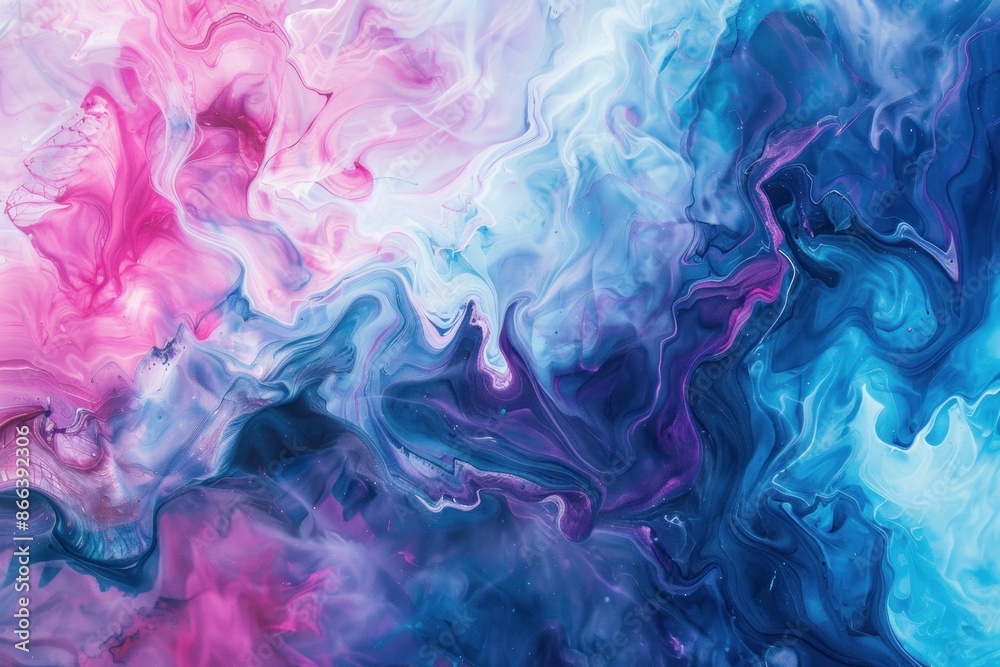 Abstract fluid art background with swirling pink and blue tones creating a dreamy effect Abstract fluid art background with swirling pink and blue tones creating a dreamy effect