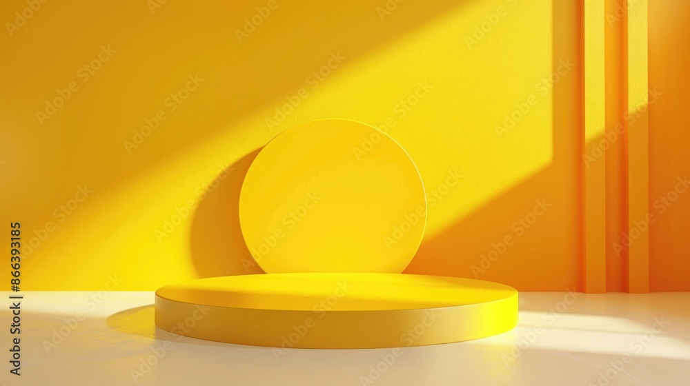 Podium Display on Sunny Yellow Backdrop Podium Display on Sunny Yellow Backdrop