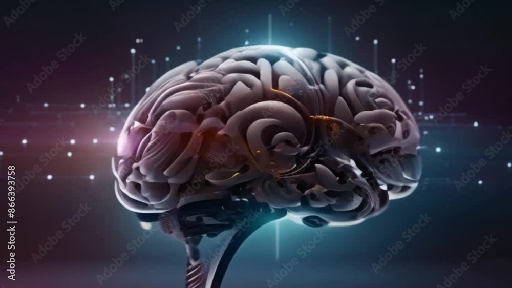 3d rendered illustration of human brain neon light animation full hd 4k ...