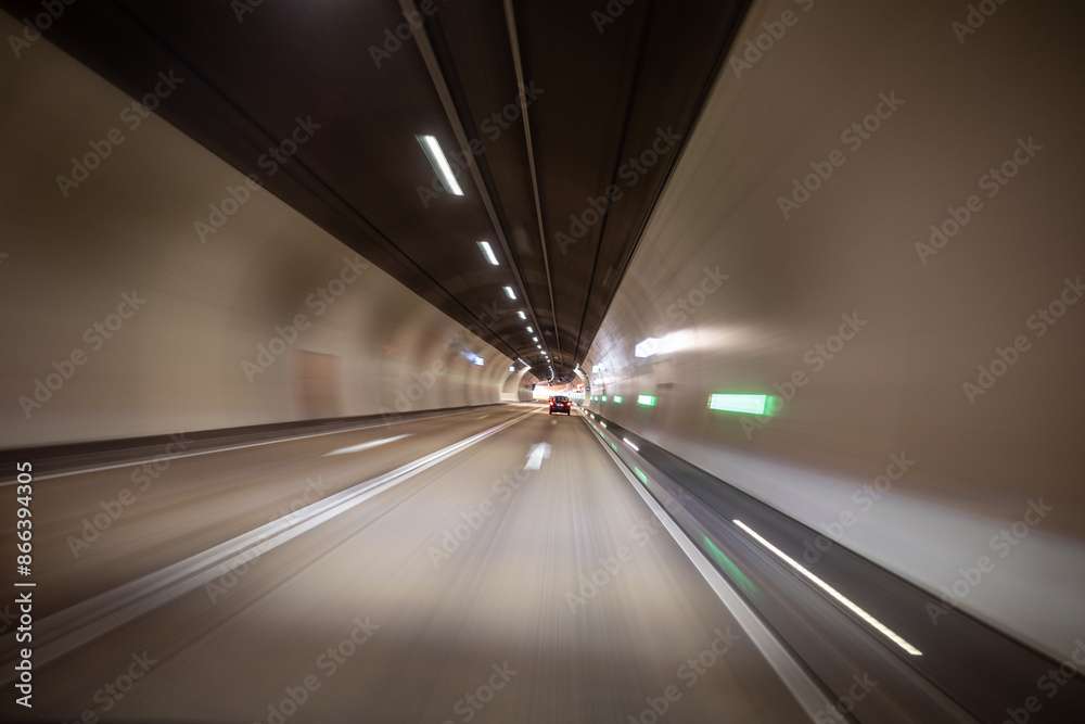Traffic on highway in tunnel , Germany Traffic on highway in tunnel , Germany