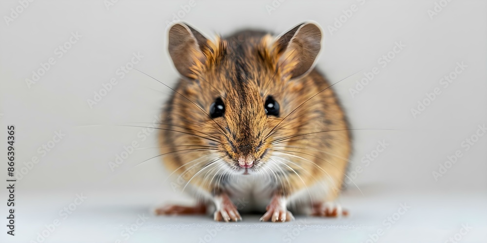 Portrait of a House Mouse (Mus Musculus) Facing Forward on White Background. Concept Nature, Wildlife, Photography, Animal Portraits, Conservation Portrait of a House Mouse (Mus Musculus) Facing Forward on White Background. Concept Nature, Wildlife, Photography, Animal Portraits, Conservation