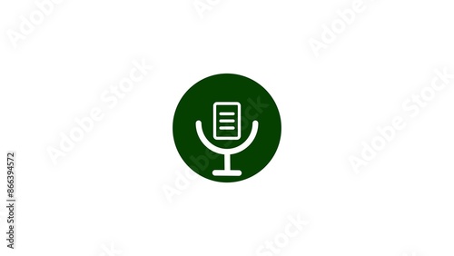 Voice recording and performance microphone button icon lime green color 4k illustration on white background.