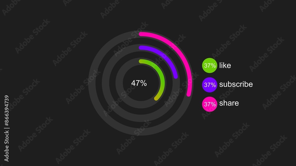 Like, Subscribe and Share white color 4k illustration. 4k illustration on black background Channel Subscription. Like, Subscribe and Share white color 4k illustration. 4k illustration on black background Channel Subscription.