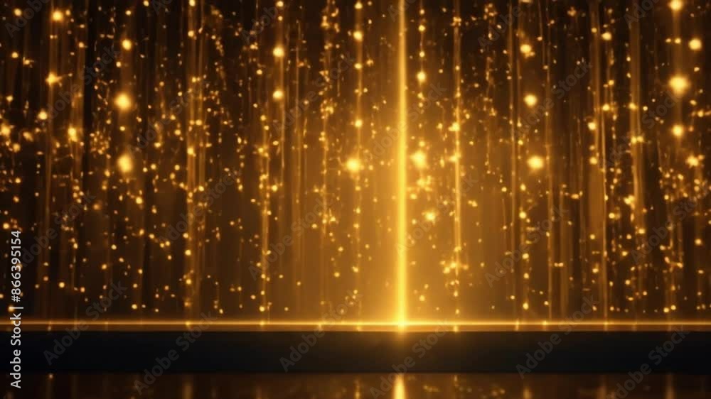 Chic night celebration Glittering Curtain Extravaganza slow motion abstract golden color black background full hd 4k video download