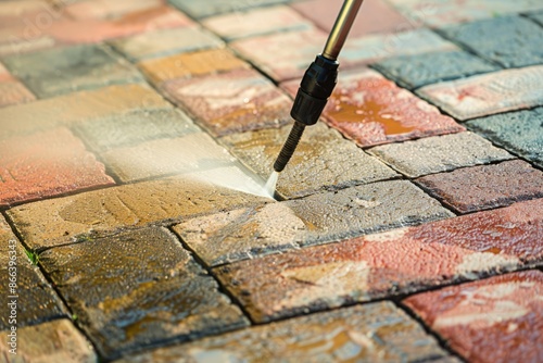Power Washing a Brick Patio