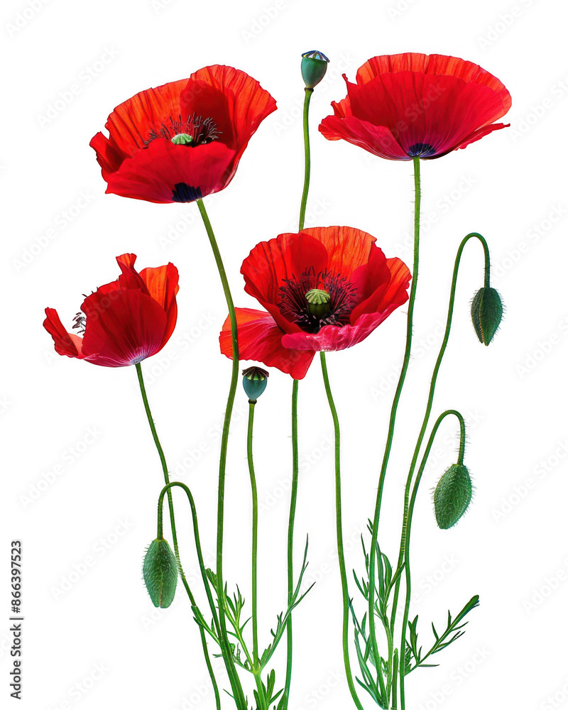 Naklejka premium Cluster of Red Poppy Flowers