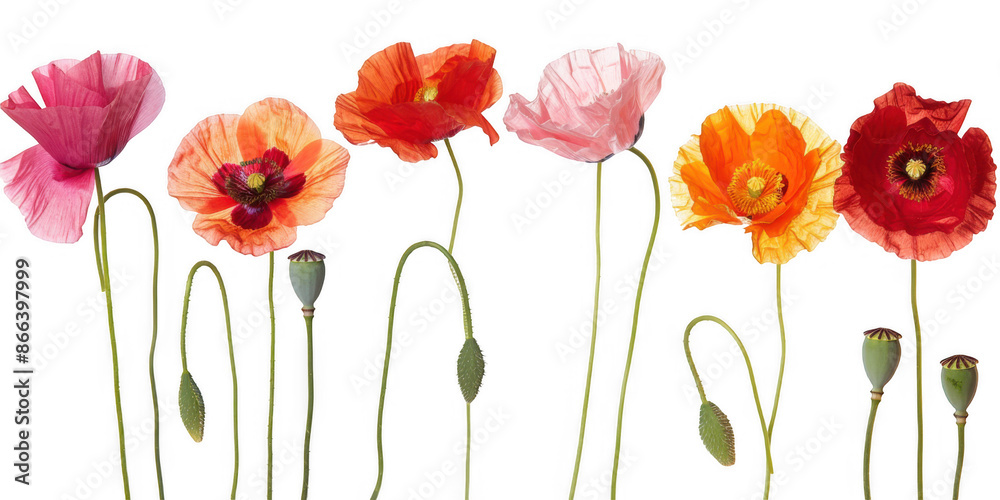 Obraz premium Close-Up of Diverse Poppy Flowers