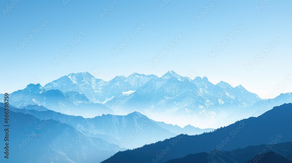 snowcapped mountains under a clear blue sky close up, focus on, copy space, bright and clear, Double exposure silhouette with Caladrius snowcapped mountains under a clear blue sky close up, focus on, copy space, bright and clear, Double exposure silhouette with Caladrius