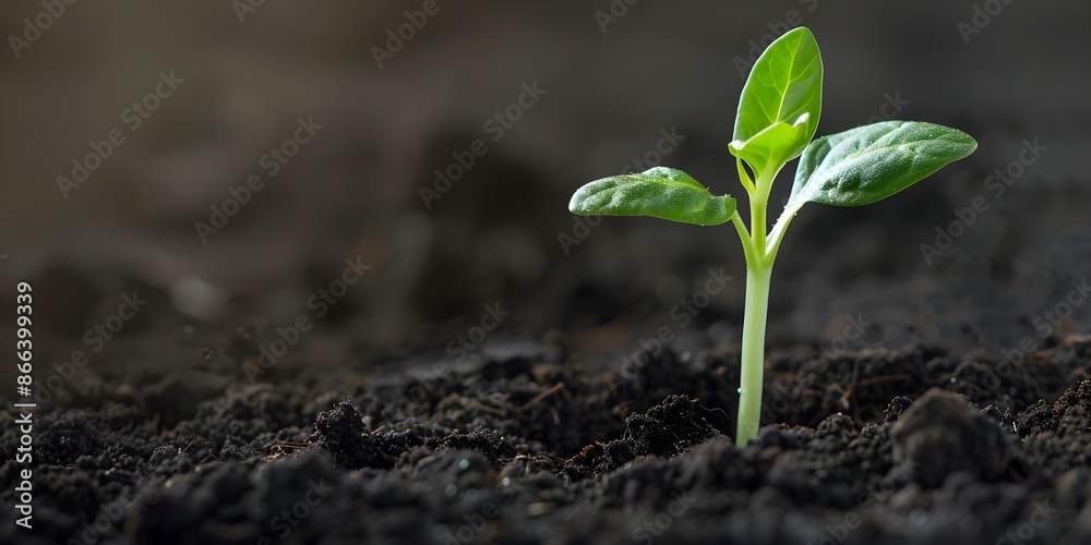 Small plant sprouting from soil symbolizing growth and new beginnings. Concept New Beginnings, Growth, Plant Symbolism, Sprouting Plant, Nature Inspiration Small plant sprouting from soil symbolizing growth and new beginnings. Concept New Beginnings, Growth, Plant Symbolism, Sprouting Plant, Nature Inspiration