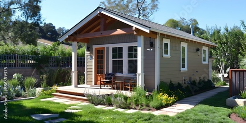 ADU small dwelling unit inlaw cottage or tiny home. Concept Accessory Dwelling Unit (ADU), Small Dwelling Unit, In-law Cottage, Tiny Home