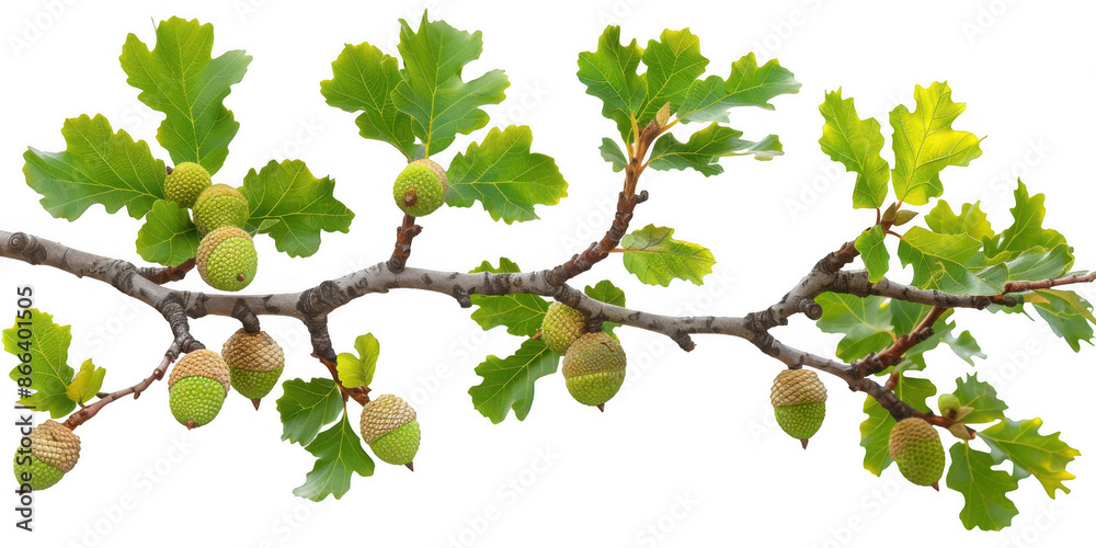 Oak Branch with Leaves and Acorns Oak Branch with Leaves and Acorns