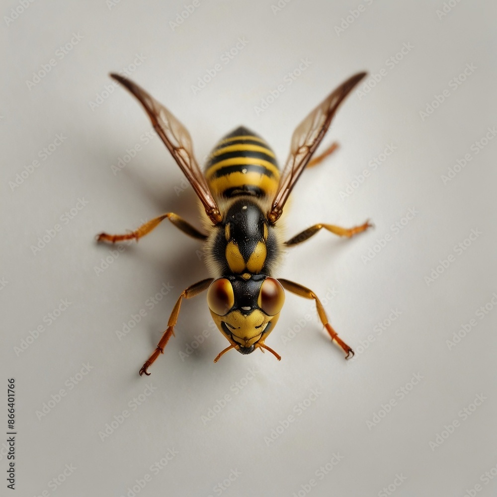Common wasp, Vespula vulgaris, European wasp isolated on white, top view Common wasp, Vespula vulgaris, European wasp isolated on white, top view