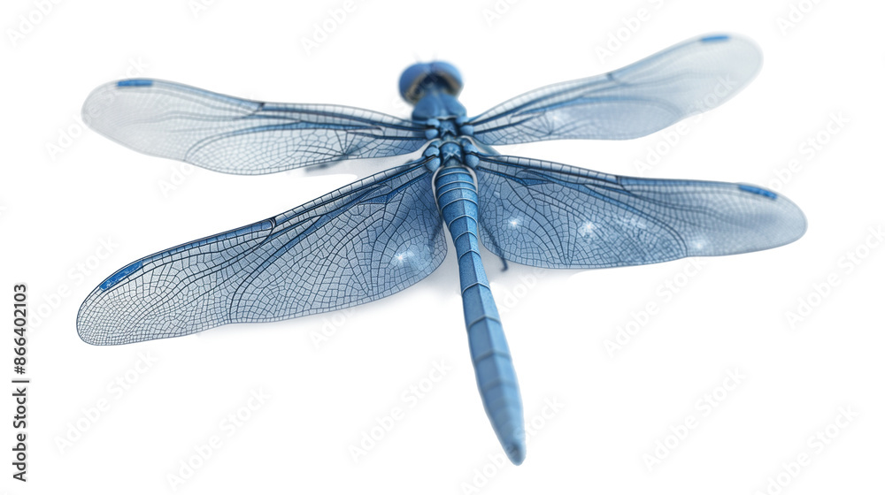 Blue Dragonfly with detailed wings isolated on a transparent background Blue Dragonfly with detailed wings isolated on a transparent background