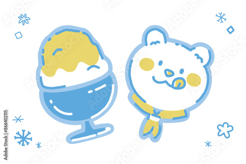 ひんやりカラーのしろくまイラスト