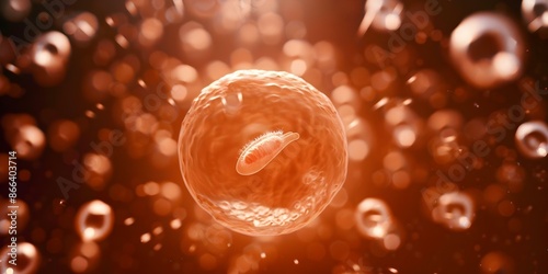 Embryonic development from fertilization to early growth stages visualized. Concept Fertilization, Embryonic Development, Early Growth, Cell Division, Developmental Stages photo
