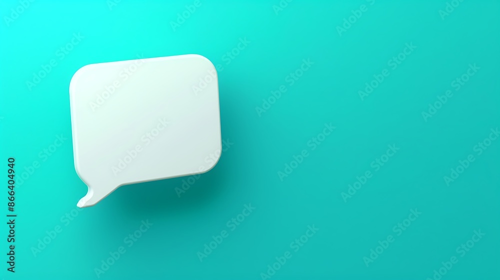 Bright turquoise setting with a large white square speech bubble for advertisements. Bright turquoise setting with a large white square speech bubble for advertisements.