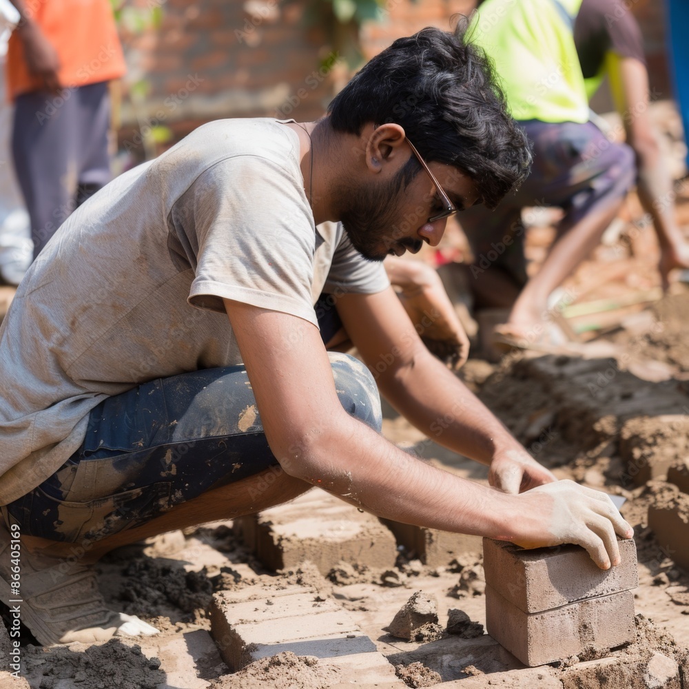 Unity in Diversity: Tricolor Bricklaying at Habitat Project on Indian Independence Day Unity in Diversity: Tricolor Bricklaying at Habitat Project on Indian Independence Day
